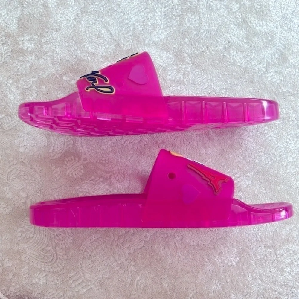 Brand New Karl Lagerfeld Paris Thea Jelly Pool Slides Embellished Pink Sandals - Picture 6 of 16